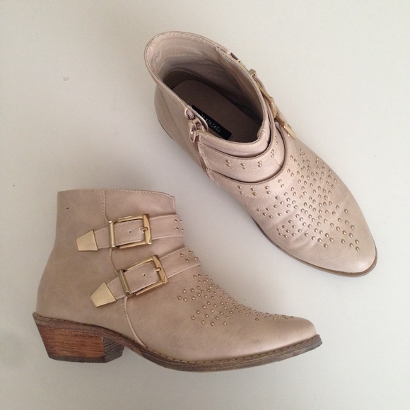 Forever 21 Boots - Forever 21 Total Stud Buckled Bootie