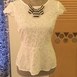 LOFT Eyelet Peplum Top