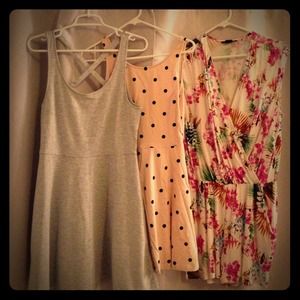 H&M blush, grey, fuchsia dress (3) & romper bundle
