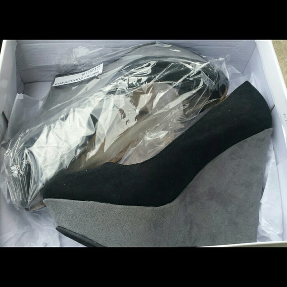 Ashley Stewart Faux Suede Color Block Wedge - Picture 2 of 4