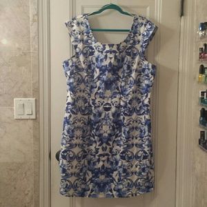 Blue & white Forever21+ sheath dress