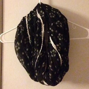 Black floral infinity scarf