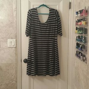 Gray & black striped skater dress