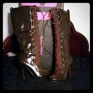Brown knee length boots