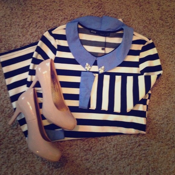 Chambray Striped Preppy Dress