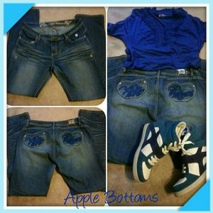 Royal Blue Embroidered Apple Bottom Jeans