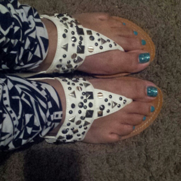 White sandals with stud detail