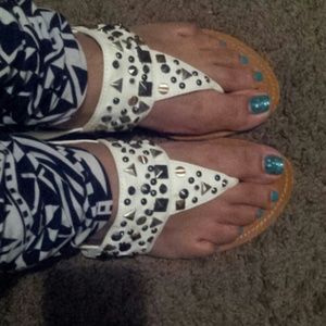 White sandals with stud detail