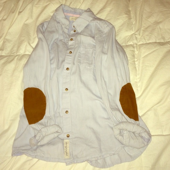 Blue and white button-down shirt