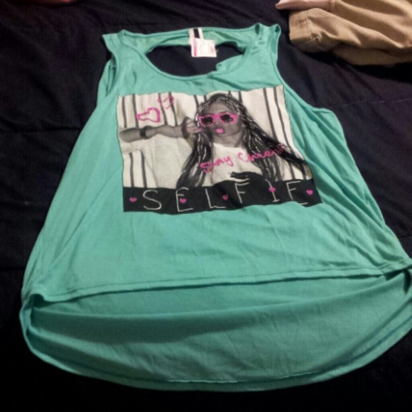 Teal green hi low tank top