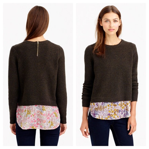 J Crew Merino Shirttail Sweater in Liberty Print