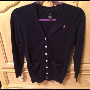 Ralph Lauren Navy Blue Pima Cotton Cardigan