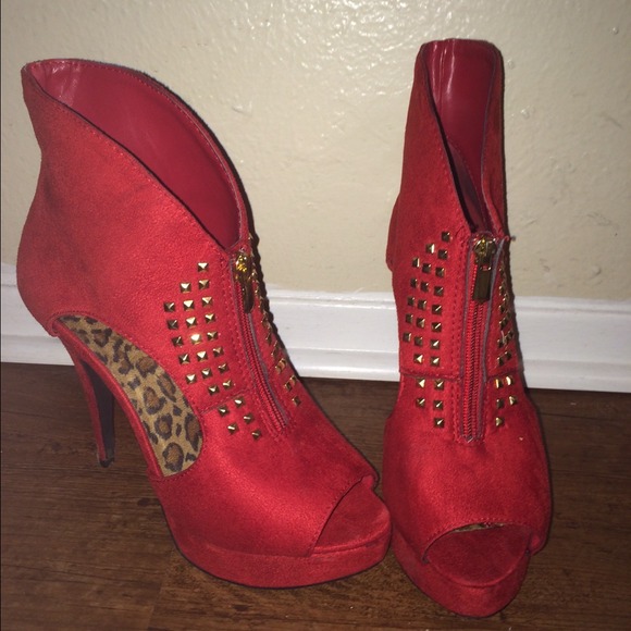 Red heels with gold studs