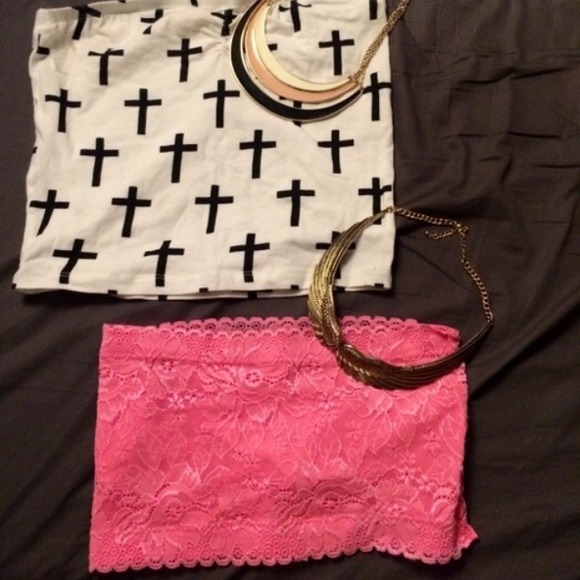 Pink Lace & Black Cross Bandeau Bundle