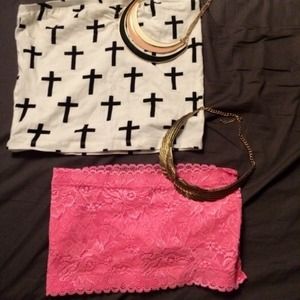 Pink Lace & Black Cross Bandeau Bundle
