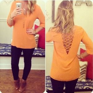 NWT orange boutique blouse L