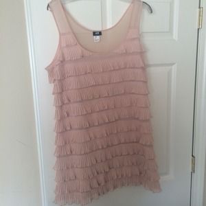 H&M Pleated Ruffle Tunic in Blush/nude Size L