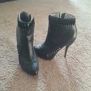 Black leather ankle boots