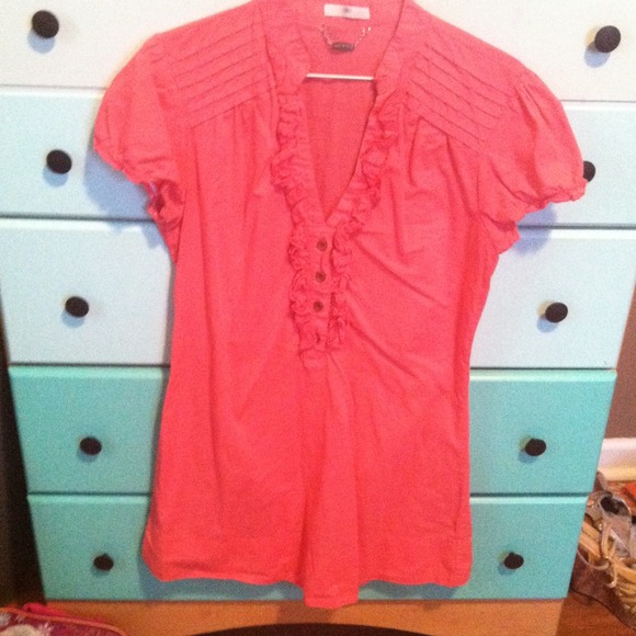 Coral ruffle tunic