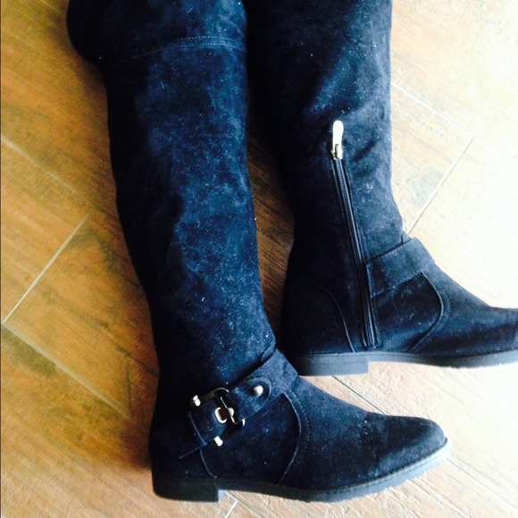 Tall black swede boots