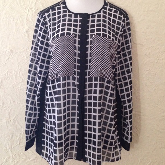 Michael Kors black and white window pane top