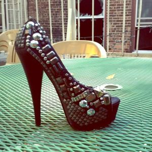 Beautiful studded high heels for a night out!