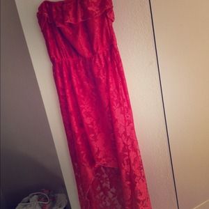 Deep Coral high low dress