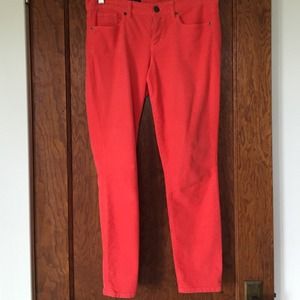 Coral colored J.Crew Toothpick corduroy pants