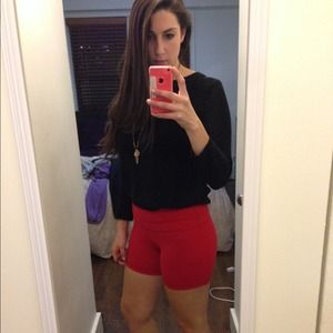 RED lululemon groove shorts