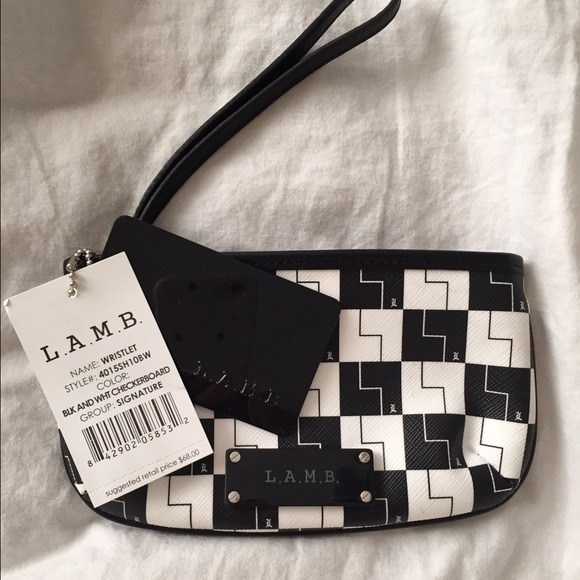 L.A.M.B. Black & White Checkboard Wristlet