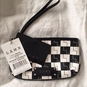 L.A.M.B. Black & White Checkboard Wristlet