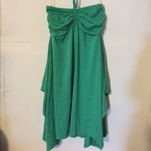 Green strapless dress