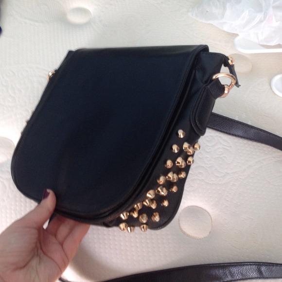Studded black cross body bag