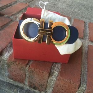 Salvatore Ferragamo Blue /Black 95cm Xlarge Buckle