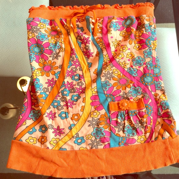 Orange flower tube top