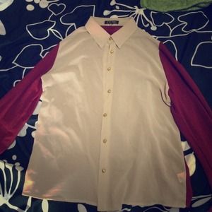 Polyester ButtonUp Two-Tone Top