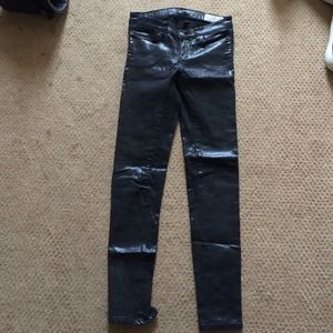 All Saints black coated pants