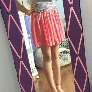 Salmon pink shimmery skirt (comes with belt)