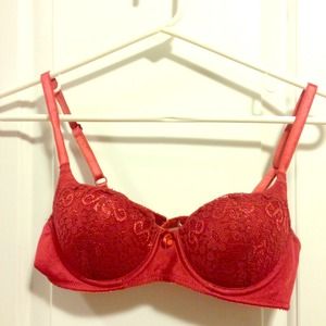 Red Lace Push Up Bra