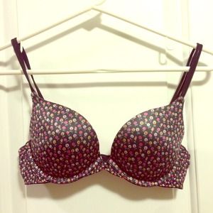 Black Floral Victoria's Secret PINK Push Up Bra