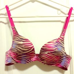 Pink and Tan Zebra Victoria's Secret Push Up Bra