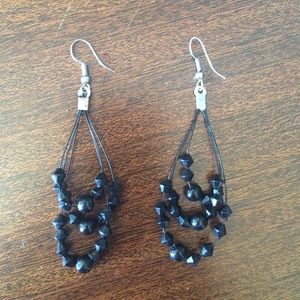 Black bead earrings
