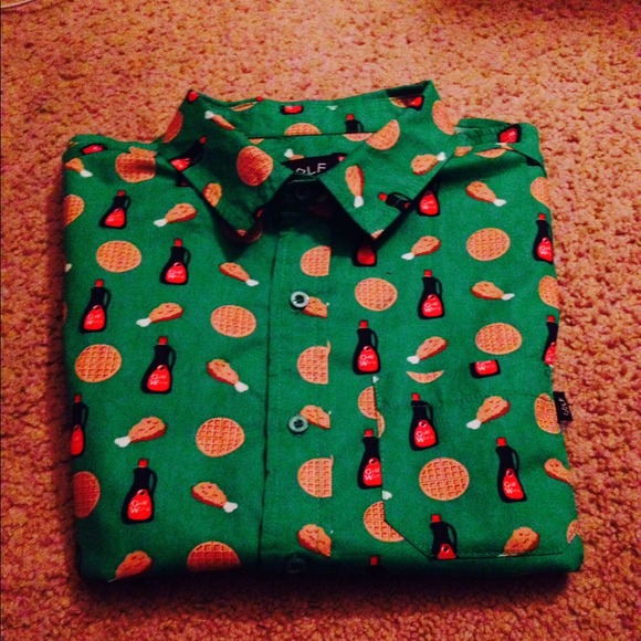 chicken and waffles button up