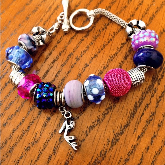 Colorful bracelet with tiny stiletto charm 👠👠
