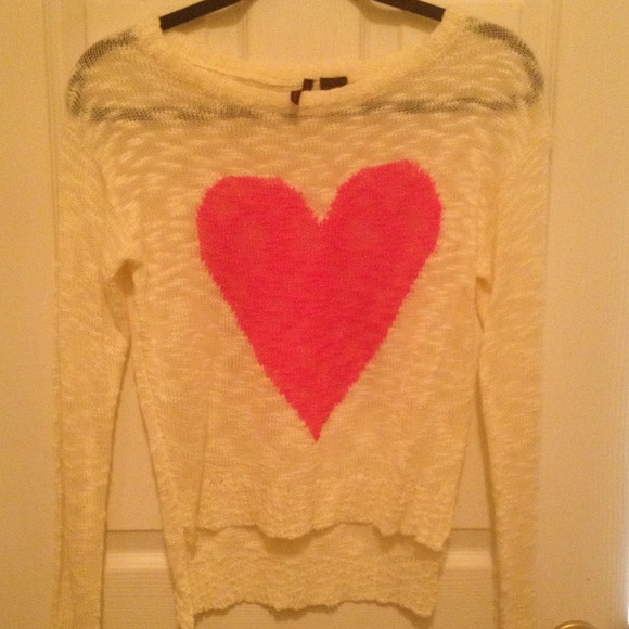 Knit pink heart sweater