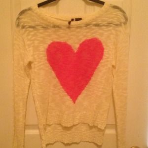 Knit pink heart sweater