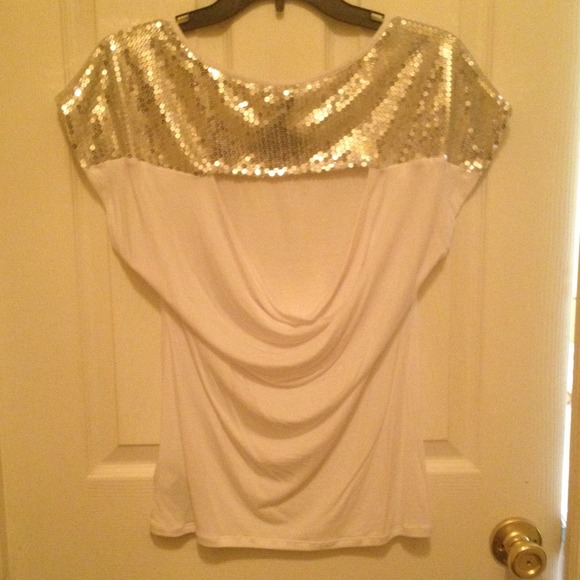 Bebe sequin shirt with draped back