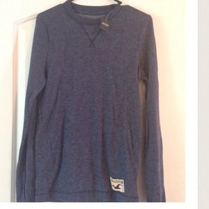 Men's Navy Blue Hollister Long Sleeve Shirt