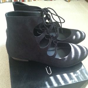 Black cut out booties