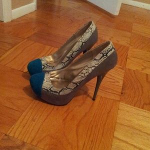 Green and gray heels